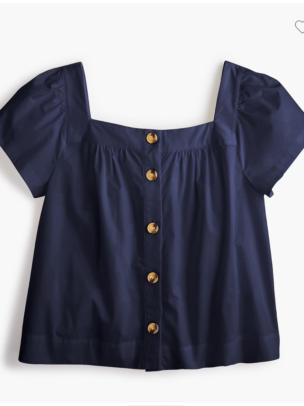 J Crew Point Sur button-front square-neck top in cotton poplin